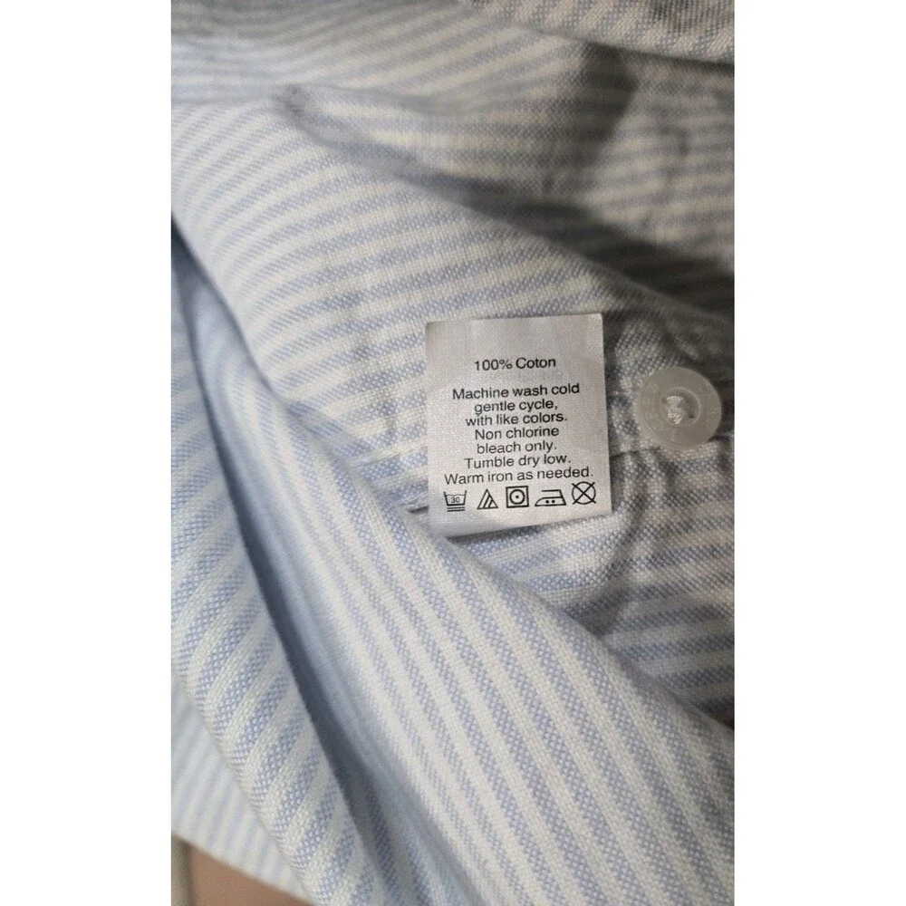 J.Crew Button Up Shirt Men’s Small S Blue White Striped Short Sleeve Oxford Slim